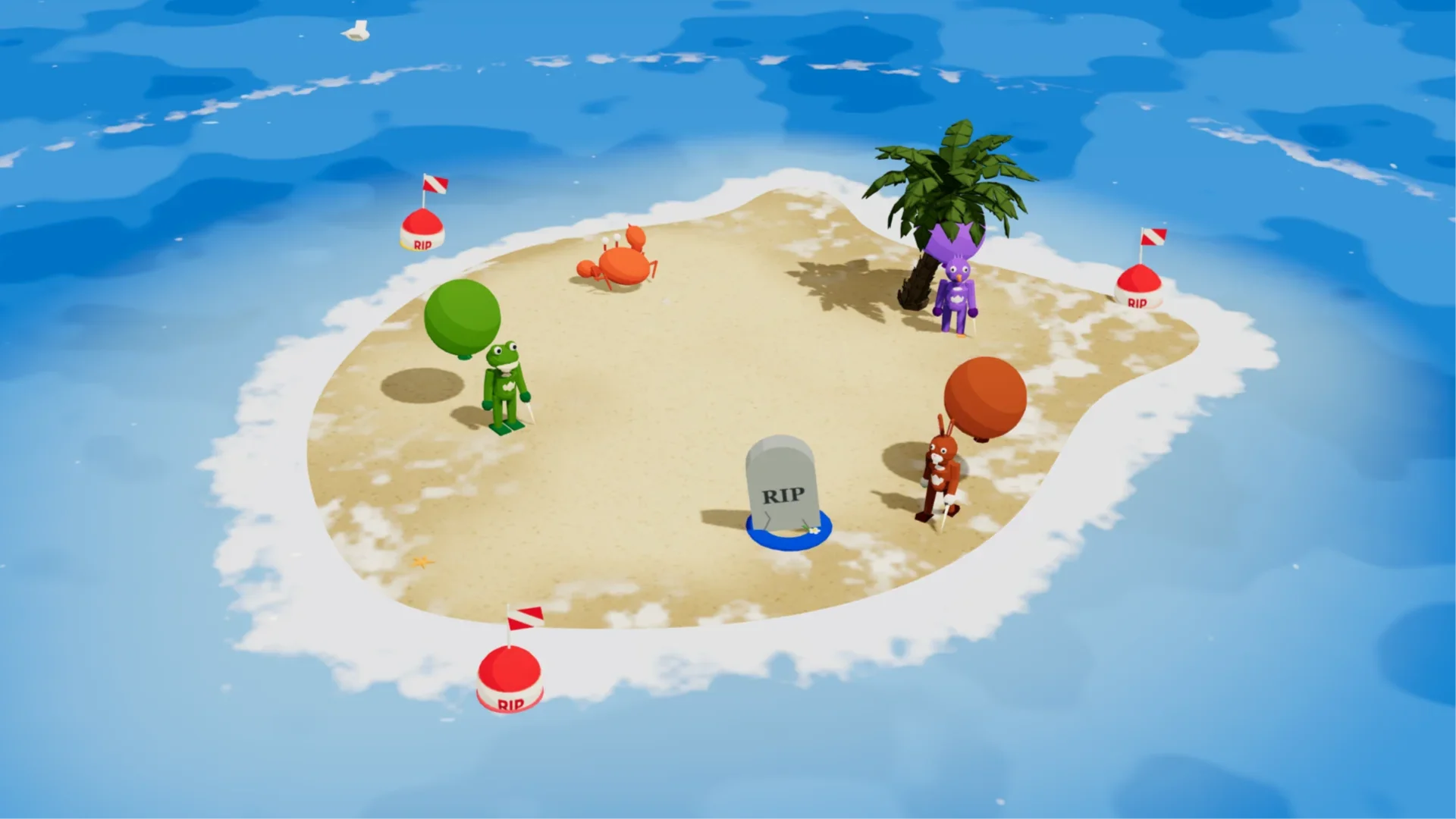 Pop It: Desert Island - Last balloon standing on the sinking island wins!. Selskabsspil, Action, Battle Royale, Fysik, Kaos, Multiplayer – 1-8 spillere.